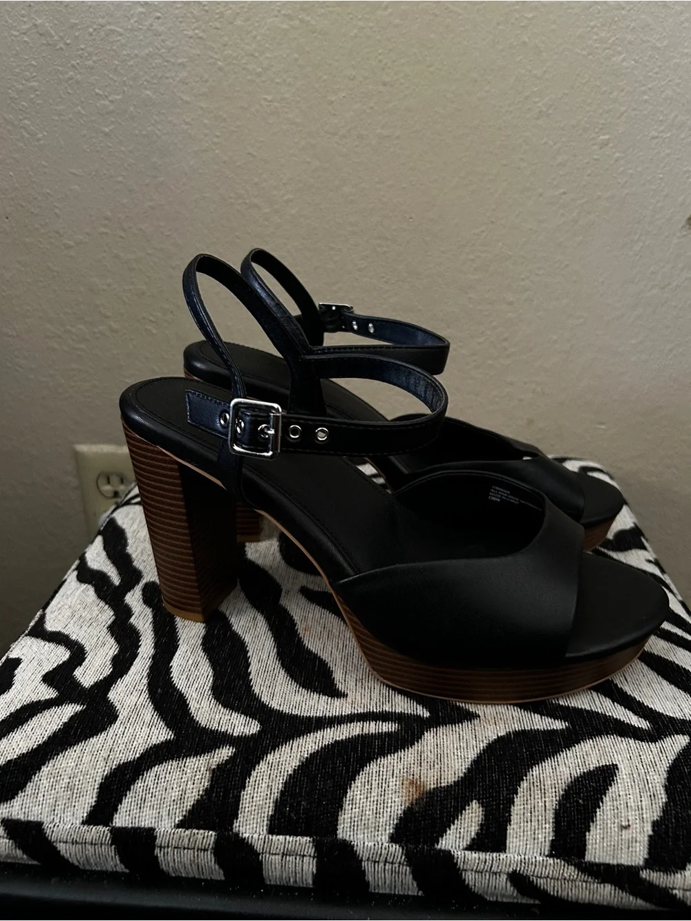 Torrid Black Platform Block Heel Sandal 13 W
